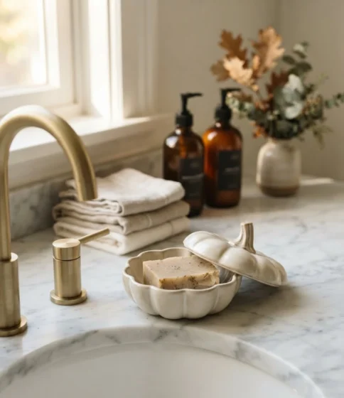 Pumpkin-Shaped Soap Dish Display