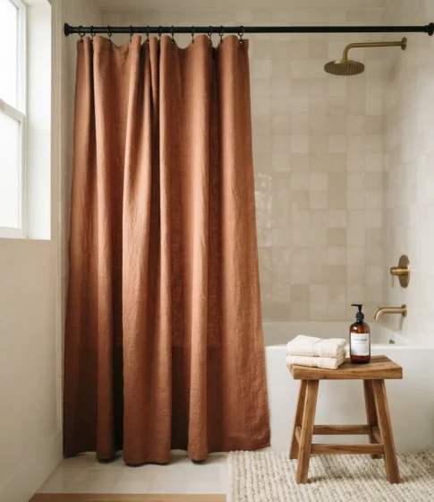 Textured Linen Shower Curtain