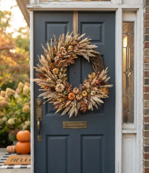 Fall Wreath on the Front Door