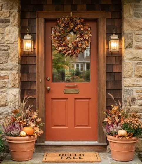 Painted Front Door in a Fall-Inspired Color