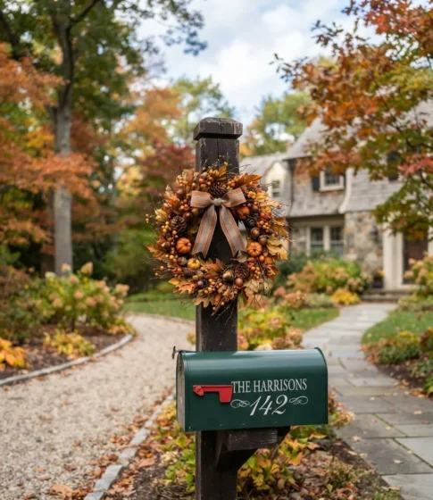 Wreath-Wrapped Lamp Posts or Mailbox
